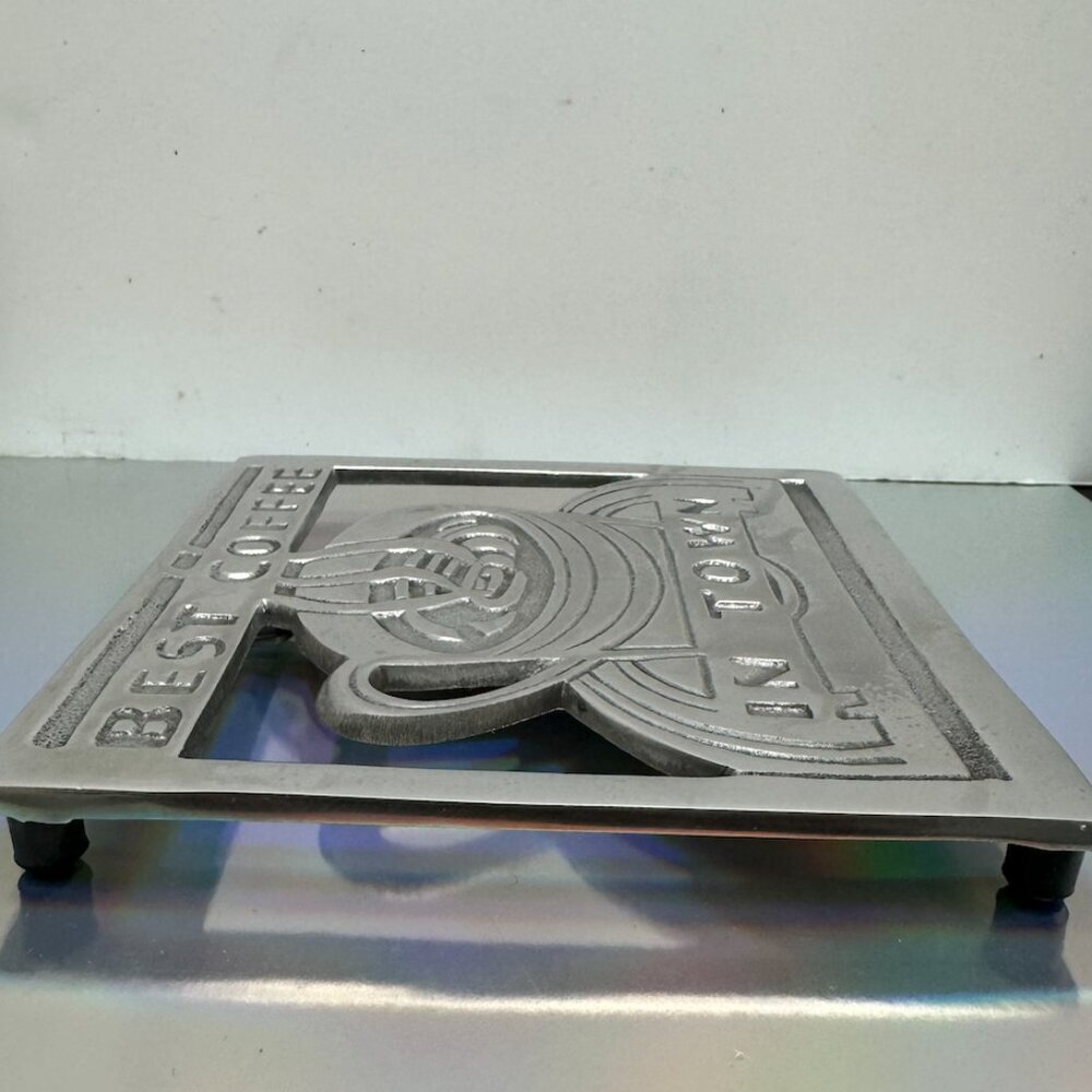 Best Coffee In Town | Cast Aluminum Wall Decor 6.5"x6.5" - Picture 4 of 4